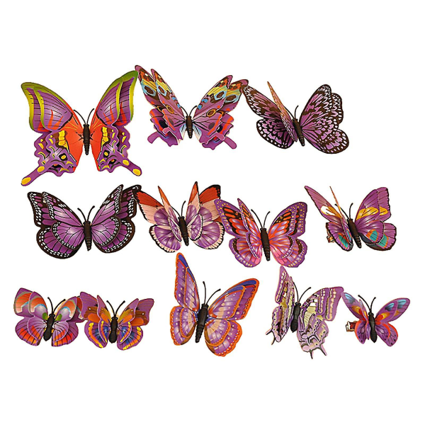 12 stk hårspenner Bohemia Styles Anti-rust Pent utseende sommerfugldesign hårklemme for strand lilla Purple