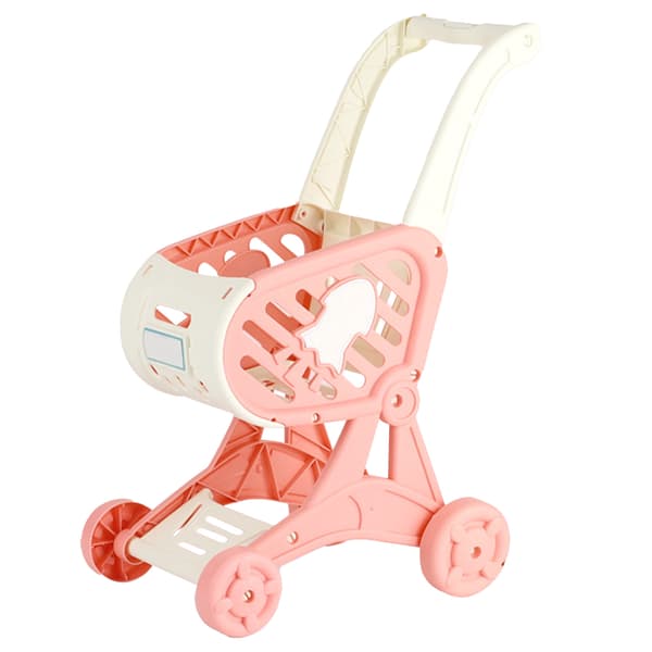Lekehandlevogn for barn, supermarkedvogn for barn, simulering av handlelek, rosa