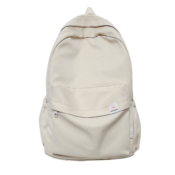 Vanntett nylon kvinner ryggsekk kvinnelige reiseveske Ryggsekker Skolesekk For tenåringsjenter Ensfarget boksekk beige white