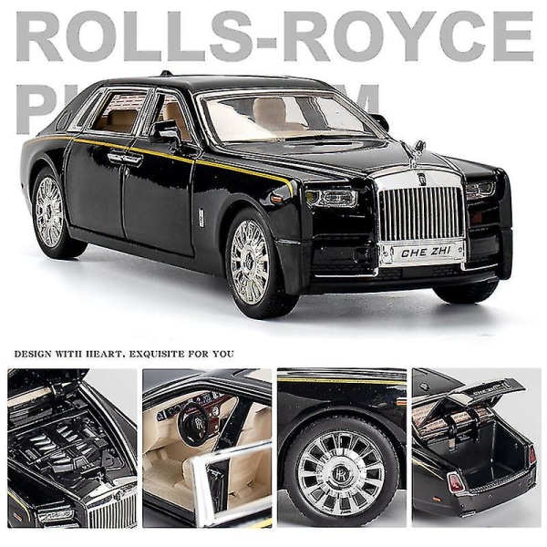 Hhcx-1/24 Alloy Diecast Rolls-royce Phantom Model Toy Car Simulation Sound Light Pull Back Collection Toys Vehicle For Children Gifts red no box