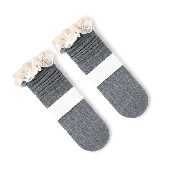 Pige Lace-Strømper til Midthøjde Elastisk Varme Lace Trim Bomuld Børn Midthøjde Lange Strømper til Forår Efterår Fri Størrelse
