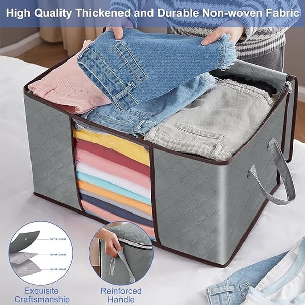 【BQ】Storage Boxes for Wardrobe, 6 Pcs 90L Foldable Organizer Storage Box