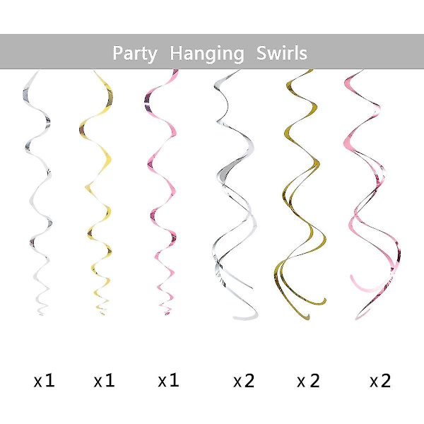 Syntymäpäiväkoristeet, kolmiväriset syntymäpäiväkoristeet naisille, syntymäpäiväbannerit, riippuvat pyörteet, paperiseppeleet ja kukat lapsille Dini