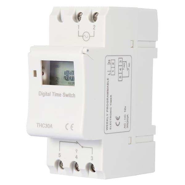 THC 30A Digital Timer Switch Programmerbar Elektronisk Tidsstyringskontakt (12V)