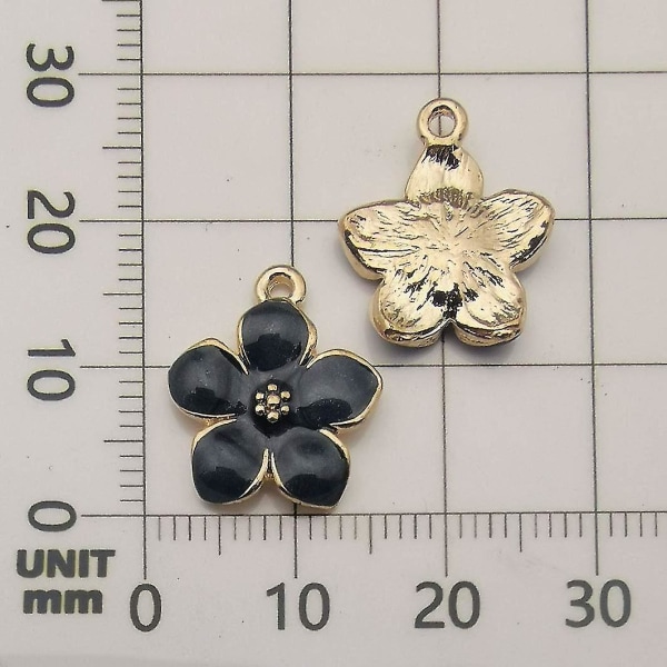 40 stk gullbelagte og emaljerte kirsebærblomst-anheng for å lage smykker Halskjeder Armbånd Ørepynt Gjør-det-selv-smykker Tilbehør Charms