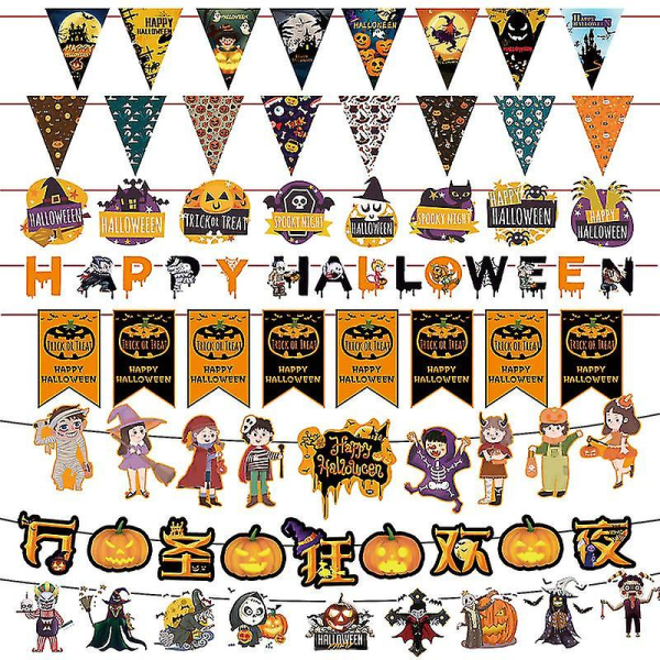 22 år Ny Halloween Flag Papir Vedhæng Dekoration Indkøbscenter Bar Spøgelsesfestival Fest Atmosfære Dress Up Supplies E