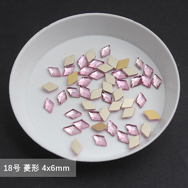 Engros lys pink multi stil flad ryg negl Rhinestone specialformede krystaller neglekunst sten 3d personlig dekoration 18-100pcs