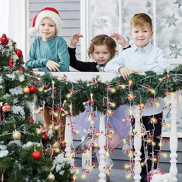 2,5 m Joulumarja Helmi Seppele String Valo Jouluvaippa Decor Akryyli Helmi Lämpimät Led Valot Juhlavalaistu Akku