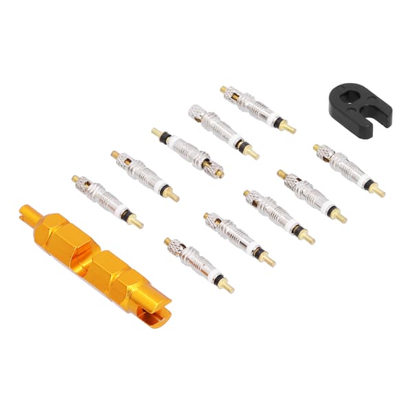 10-styck Cykelventil Core Remover Tool Kit Reparationsset Fransk mässing för Mountain BicycleYellow
