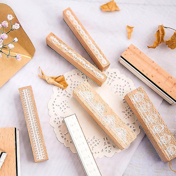 10 stk Dagbok Stempelsett, Gummi Blomster Signet Stempler For Barn Gjør det selv Scrapbooking Planner Card Making