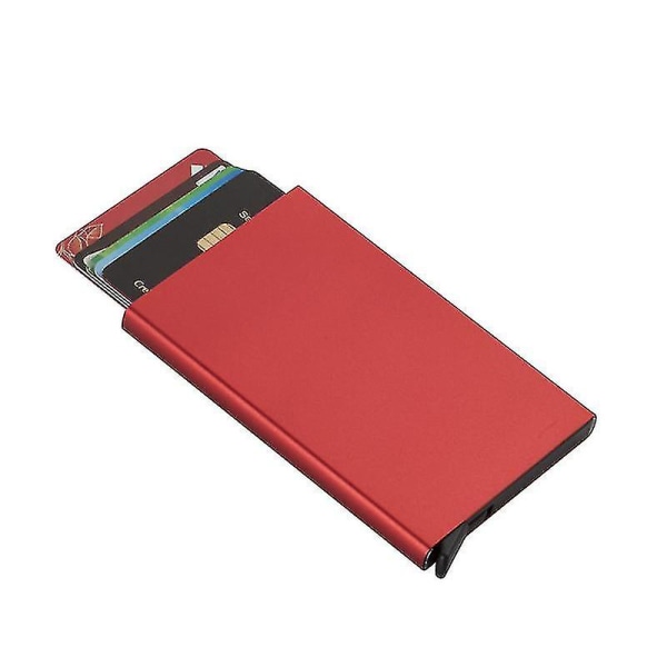 Aluminium Kortholder Slim Card Case Minimalistisk Card Wallet Pop Up Card Til Mænd Red