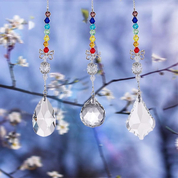 Crystal Rainbow Glas Prisma Chakra Färger Pärlor Pendel Fönster Dekor