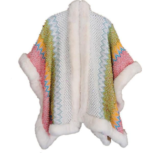 Etnisk boheme jacquard sjalkappe white blue 60-80cm