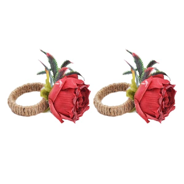 2 stk. Innovativ serviettspenne Simuleringsblomstring Holder Hotell Restaurant Vinrød