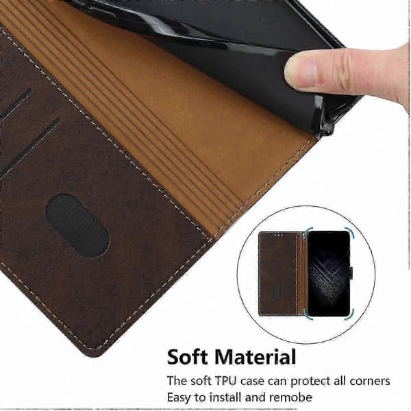 PU-læder flip-etui med kortholder til Nova 5T Brown