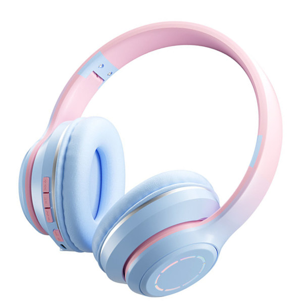 Trådløst Gaming Headset Gradient BT5.2 Forbindelse Bløde Ørepuder Farverige Lys Spil Headset til Desktop Laptop Blå