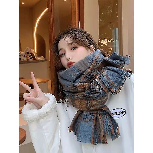 Rutig Rutig Varm Dam Filt Scarf Mysig Rutig Vinter Halsduk Wrap Sjalplädad