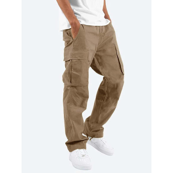 Mænds snøre, multi-pocket polyester cargobukser mørkerøde XXXL