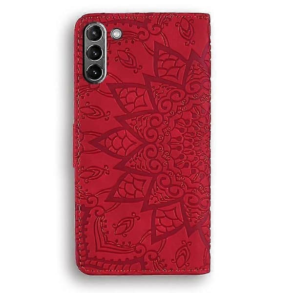 Lommebokveske til S21 Fe 5g PU-flipveske Mandala Red