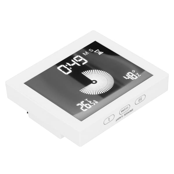 Multifunktionell Temperatur- och Luftfuktighetsmätare Väckarklocka Vit USB 5V 1A