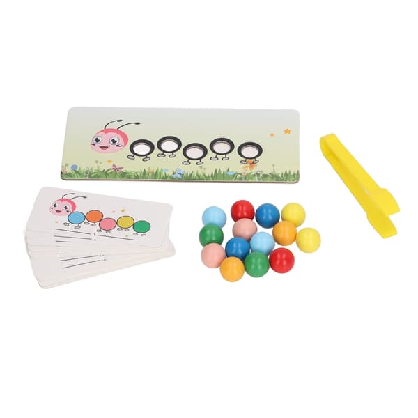 Caterpillar Clip Beads Leksak Trämask Färgsortering Matchande Spel för Barn