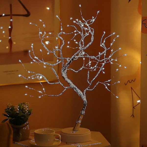 Bordsskiva Bonsai Upplyst Tree Led Juldekorationer Bord Tree Lamp Lights Silver tree starry lights