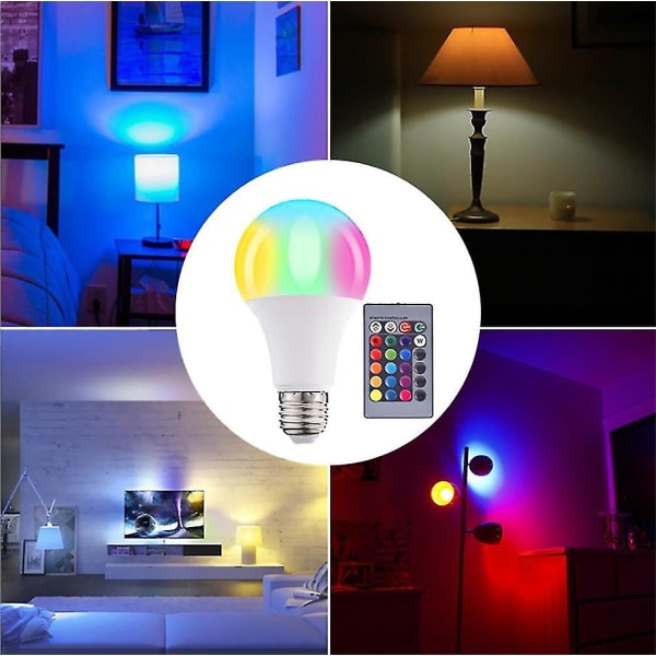 Fullfarge LED-lyspærer (en gruppe på 3), 12w Rgbw dimbar LED-pære E27 fjernkontroll omgivelseslys med lagrings- og timerfunksjoner, 7 lysstyrker