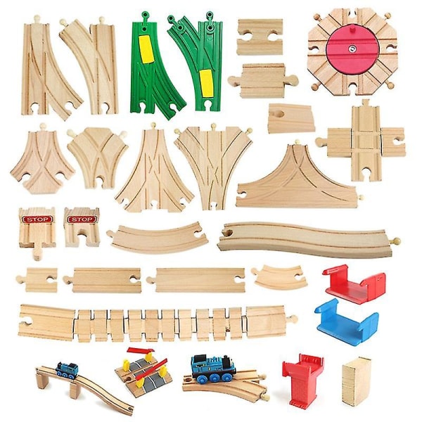 Hhcx-various Wooden Train Track Components Beech Train Track Set Children Train Toys Gifts Accessories Compatible With Thoma Friends Stop track B
