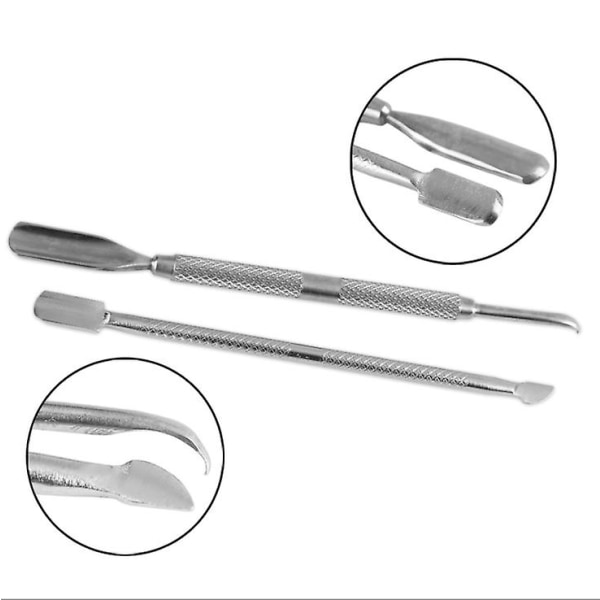 Pusher Scraper Spatel Negleklipper Rustfritt stål Cuticle Pusher Sett med 3