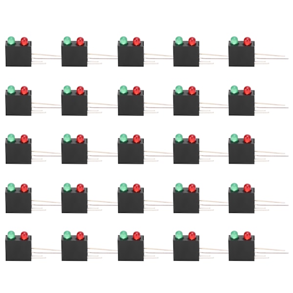100 stk. sorte firkantede LED-holdere med dobbelte huller og buet base, 3 mm røde og grønne lys