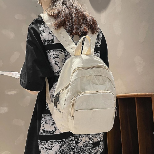 Piger skoletasker New Fashion College Student Rygsæk Vintage Kvinder Lille Rygsæk Lærred Kvinde Laptop Tasker Dame Rugsække Black