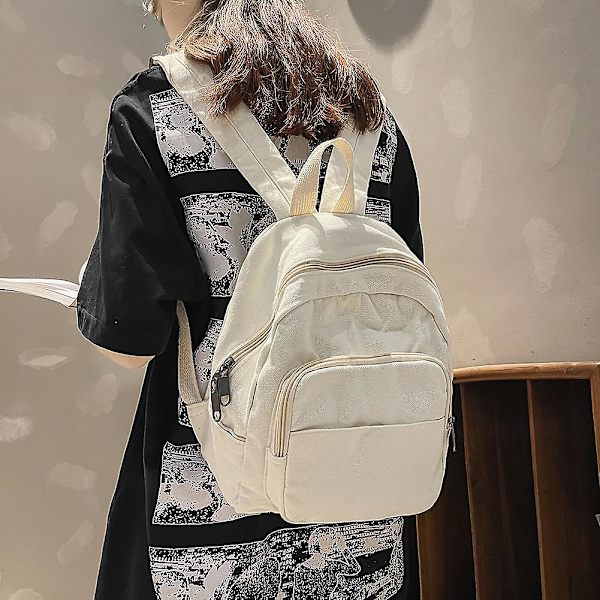 Piger skoletasker New Fashion College Student Rygsæk Vintage Kvinder Lille Rygsæk Lærred Kvinde Laptop Tasker Dame Rugsække White