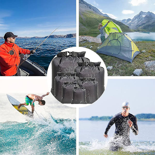 6st bärbar utomhus vattentät förvaringsväska Snorkel Rafting Bag (röd) light blue