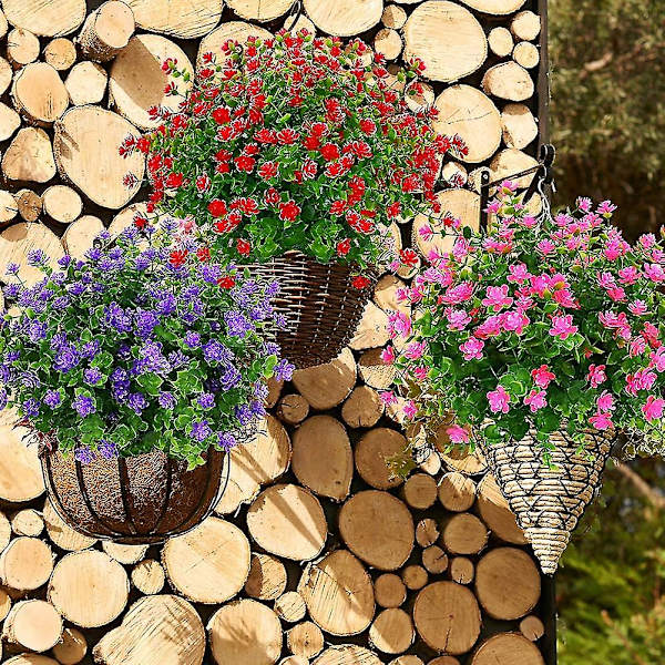 Konstgjorda falska blommor utomhus, falska plast grönt bröllop gårdsinredning 12 st röd lotus red