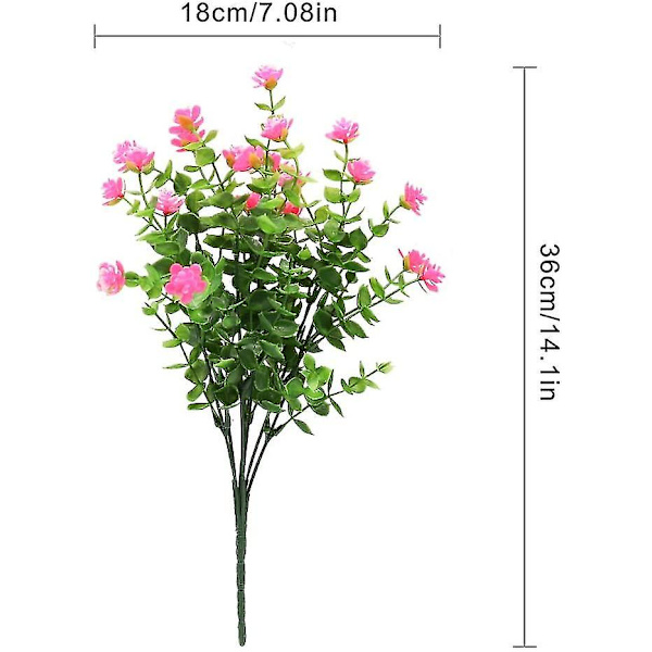 4 stk kunstige blomstereukalyptusbuketplanter Grønt, Uv-resistente falske eukalyptusblomster (lilla) Pink