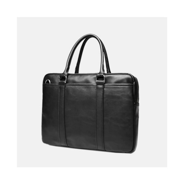 Herrportfölj PU Läder Slim Advokater Business Laptopväskor - Svart