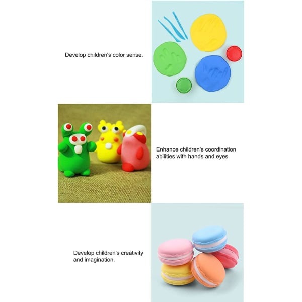 12 färger modelllera för barn, superlätt lera, lufttorkad, flerfärgad lera