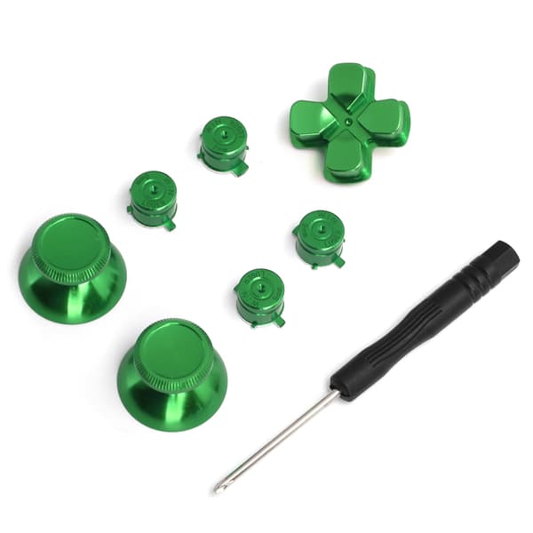 Spilcontroller Aluminium Legering Knapper Tommelfinger Stick Sæt Udskiftningsdele til PS4 Grøn