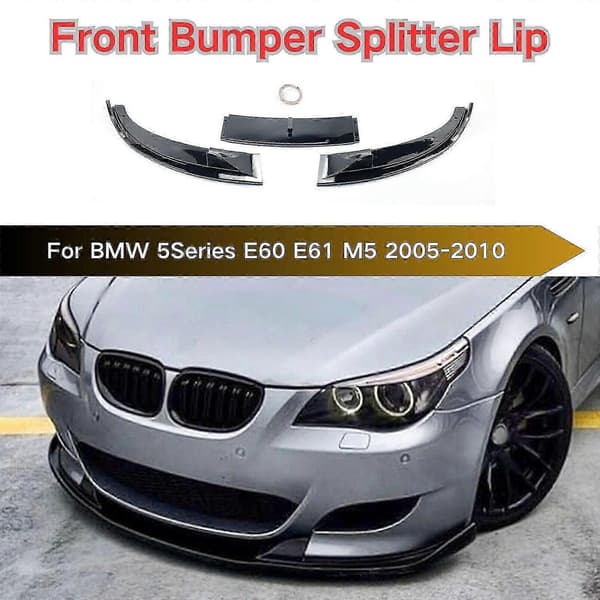 【BQ】Frontspoiler Kompatibel med B M W 5-serie E60 E61 2005-2010 blank sort læbespoiler-Perfet