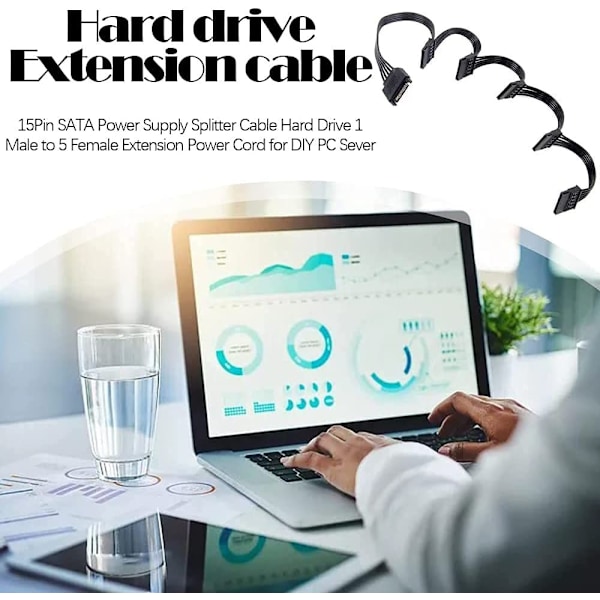 15-stifts SATA Power Splitter-kabel Power för gör-det-själv PC-server Praktiskt bearbetad
