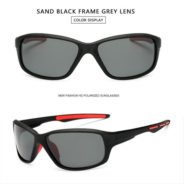 Polariserade solglasögon för män Anti-reflex Ridglasögon Skyddssportglasögon Bright Black Grey