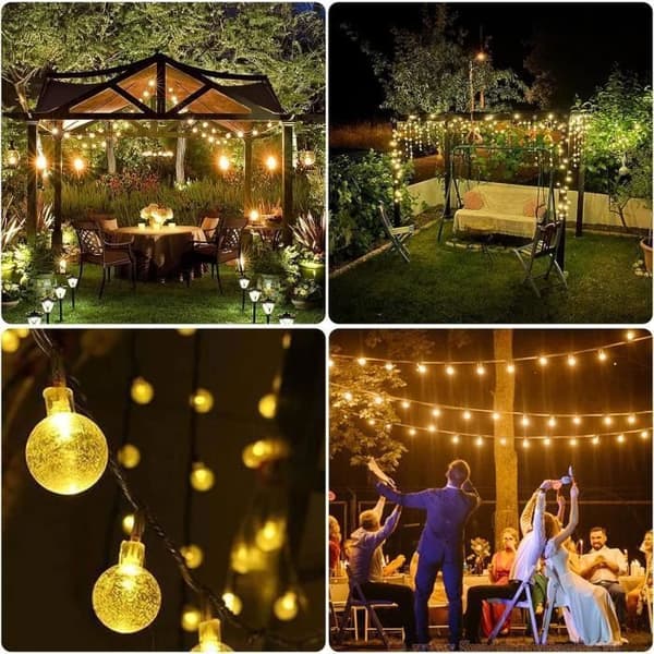 Solcellelyskæde - AUTREMENT - 7,1M 50 LED IP65 - 8 tilstande - 1000mAh - Varm hvid