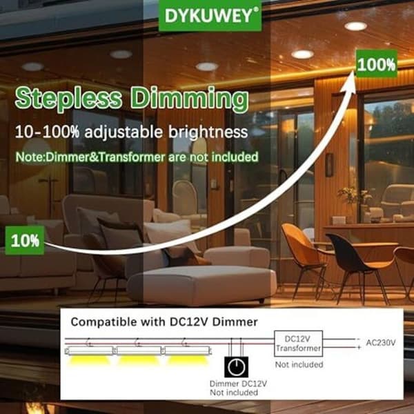 LED Infällda Spotlights 4-pack - Dimbar 10%-100% - Varmvit 3000K - IP44 Vattentät