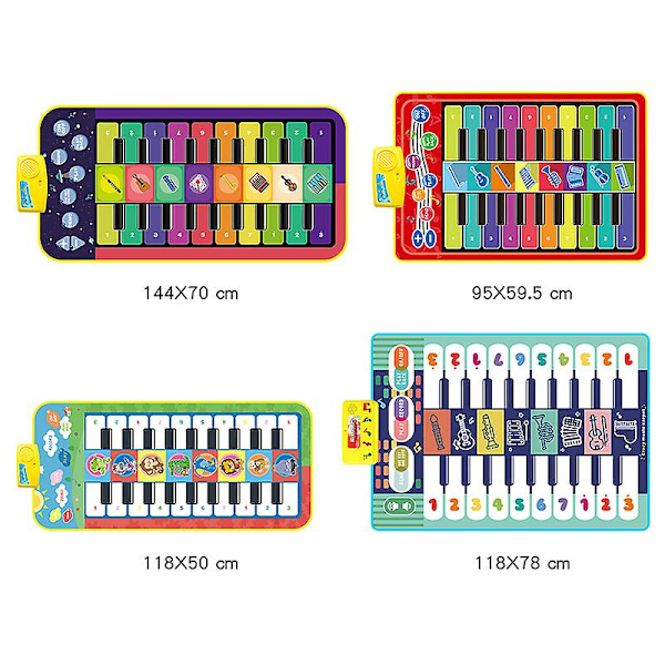 Klavermåtte til Børn, Klavermusik Måtte Dansemåtter Touch Play Måtter Gulv Keyboard Musikalsk Tæppe Måtte Gave Legetøj 144*70cm