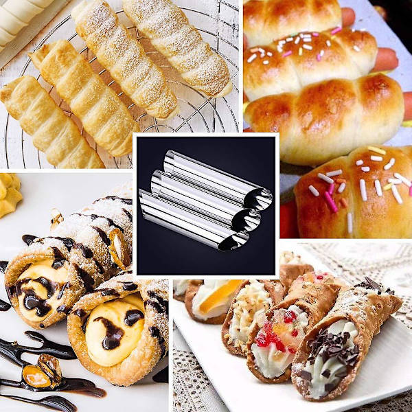 12:a Cannoli-rör Pannkaksrör i rostfritt stål Krämhornsform Skruv Croissantform 12pcs