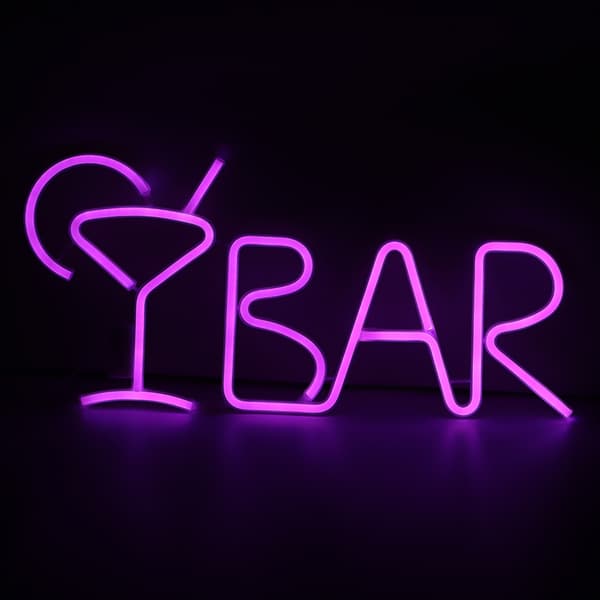 Lilla LED Neon Lys Bar Bokstaver Festdekorasjon Hjemmeskilt