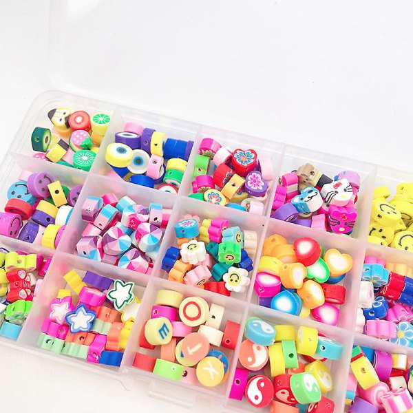 300pcs Trendy Cute Fruit Candy Polymer Clay Beads Flowers Letters Smiley Beads For Jewelry Bracelet Necklace