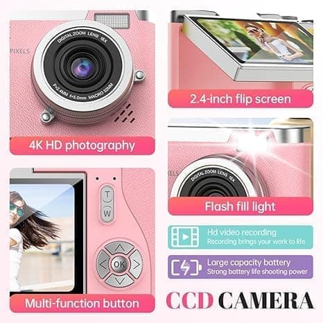 【BQ】Digital Camera 48 MP, 1080p FHD, 8x zoom, Electronic Image Stabilization black black white