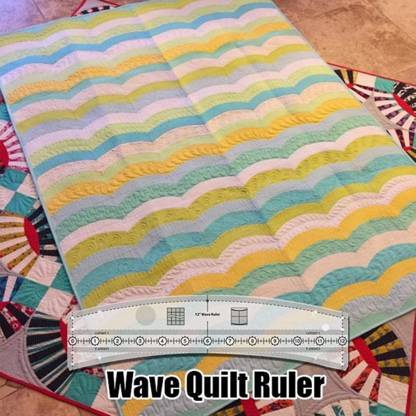 Wave Quilt Lineal gør det selv-håndværk Stencil Cut On Fold skabelon Syning Wave Edge Lineal 15 Inches