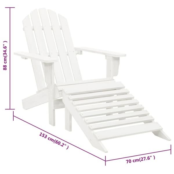 【BQ】vidaXL Hagestol med ottoman tre hvit White Vit